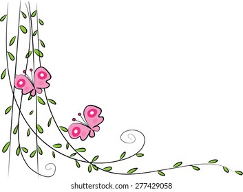 plant with butterfly background