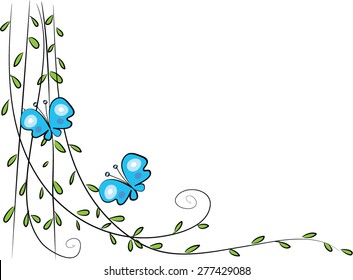 plant with butterfly background