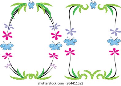 plant and butterfly with border