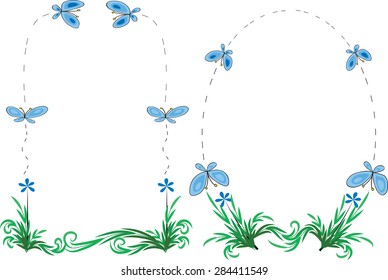 plant and butterfly with border