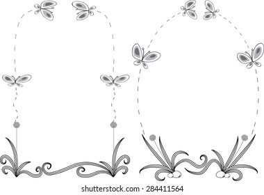 plant and butterfly with border