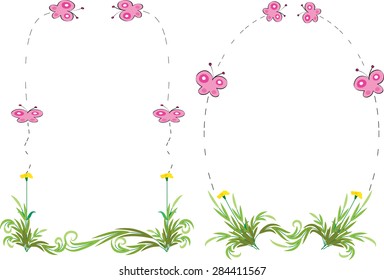 plant and butterfly with border