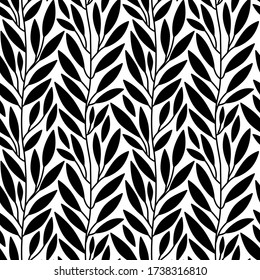 Pflanze Bw nahtloses Muster. Ideal für Hintergrund, Tapete, Textilien, Hintergrund, Packpapier. Muster-Oberflächengestaltung. 