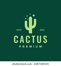 plant cactus desert simple clean hipster colored minimal style logo design vector icon illustration