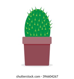 Plant cactus isolated. Cactus isolated, nature thorn,  cactus in pot, flora natural, mexican cactus. Vector abstract flat design illustration