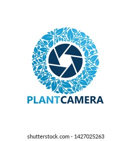 Plant Camera Logo Template Design Vector, Emblem, Design Concept, Creative Symbol, Icon