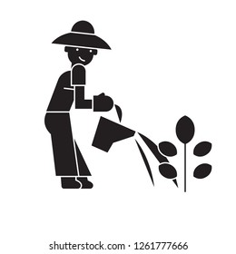 Plant care black vector concept icon. Plant care flat illustration, sign