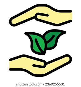 Plant care icon outline vector. Tree energy. Eco leaf color flat