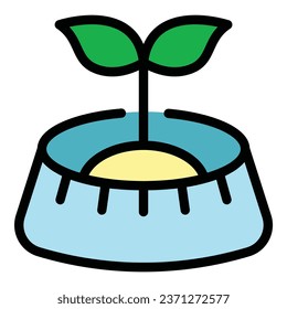 Plant care icon outline vector. Digital science. Eco tree color flat