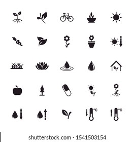 Plant care icons. Editable vector.