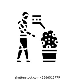 plant care robot harvests glyph icon vector. plant care robot harvests sign. isolated symbol illustration