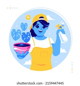 plant care routine concept illustration