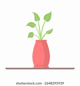 Plant care vector. Flat cartoon icon of hand with flower pot and green sprout. Gardening and ecology symbol for nature conservation. Decorative leaf design for earth day and botany theme.

