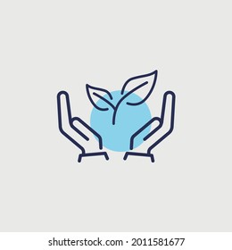 plant care vector icon plant crop in hands icon