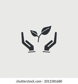 plant care vector icon plant crop in hands icon