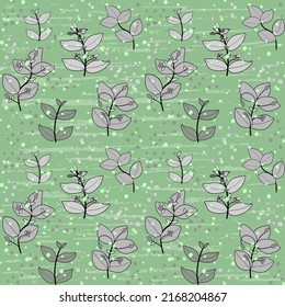 Plant Chickweed, Woodlice delicate composition in gray-green color and its variation, grunge. Pastel vector illustration.