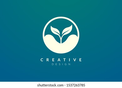 Plant and circle combination logo design for spa, hotel, beauty, health, fashion, cosmetics, boutique, salon, yoga, therapy. Simple and modern vector design for your business brand or product