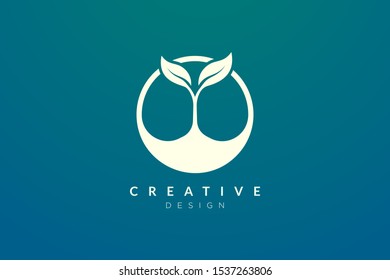 Plant and circle combination logo design for spa, hotel, beauty, health, fashion, cosmetics, boutique, salon, yoga, therapy. Simple and modern vector design for your business brand or product