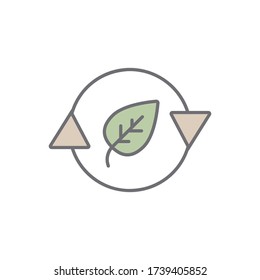 Plantar en círculo, el icono del ciclo. Un simple vector de color de contorno de iconos de energía sostenible para ui y ux, sitio web o aplicación móvil