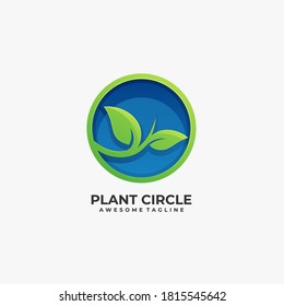 Plant With Circle Illustration Vector Logo.