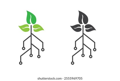 plant and circuit logo design logo design with theme vector tree ecology