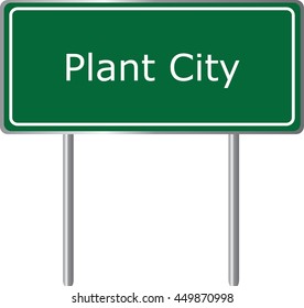 Plant City , Florida, road sign green vector illustration, road table, USA city