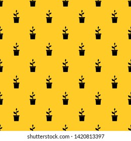 Plant in clay pot pattern seamless vector repeat geometric yellow for any design