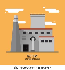 Plant cloud building chimney factory industry icon. Flat and Colorfull illustration. Vector graphic