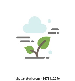 Plant, Cloud, Leaf, Technology  Flat Color Icon. Vector icon banner Template. Vector Icon Template background