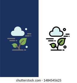 Plant, Cloud, Leaf, Technology  Icons. Flat and Line Filled Icon Set Vector Blue Background. Vector Icon Template background