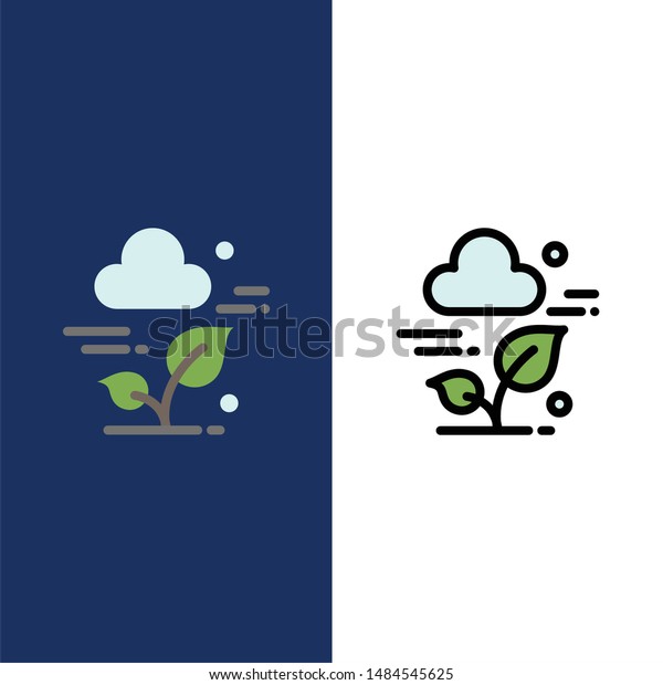 Plant, Cloud, Leaf, Technology  Icons. Flat\
and Line Filled Icon Set Vector Blue Background. Vector Icon\
Template background