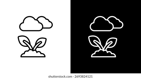 Diseño de conjunto de iconos blancos de nubes de plantas
