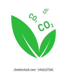 Plant CO2 isolated icon. symbol of ecology. Leafs with gas. Logotype or illustration. EPS 10