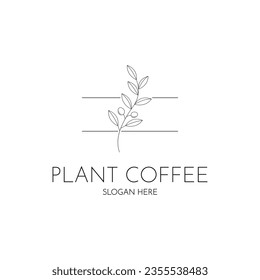 Plant coffee logo design line style