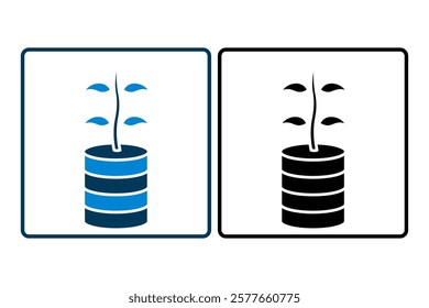 Plant with coin vector icon. Icon related to plant and business. suitable for web site, app, user interfaces, printable etc. solid icon style. simple vector design editable