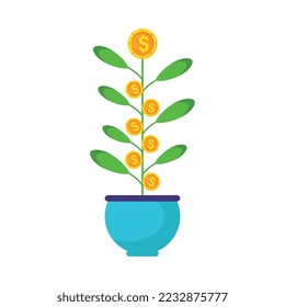 plant of coins dollars isolated icon