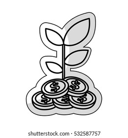 plant with coins isolated icon vector illustration design