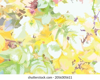 Plant colored background yellow-green splashes for textiles. Grunge bright autumn plant motif for backgrounds and textures, cards and posters, wallpaper, prints, fabric products, etc. 