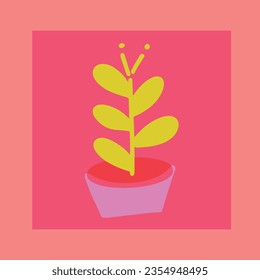 Plant Colorful Element Risography Illustration