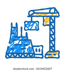 plant construction nuclear energy doodle icon sketch vector. plant construction nuclear energy sign. isolated symbol illustration