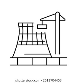 plant construction nuclear energy line icon vector. plant construction nuclear energy sign. isolated contour symbol black illustration