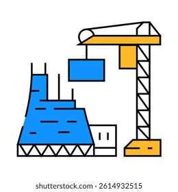 plant construction nuclear energy line icon vector. plant construction nuclear energy sign. isolated symbol illustration