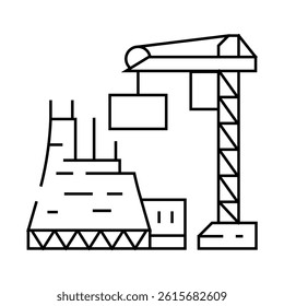 plant construction nuclear energy line icon vector. plant construction nuclear energy sign. isolated contour symbol black illustration