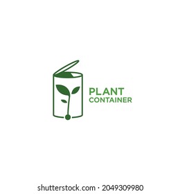 Plant in container simple organic logo icon sign symbol design concept. Vector illustration isolated object on white background