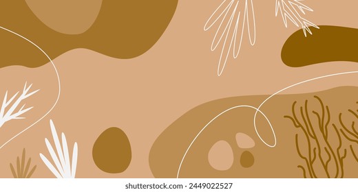 Plant Creative Abstract Background. Trendy Style Template Design for Banner, Poster, Greeting Card,Web, Social Media.