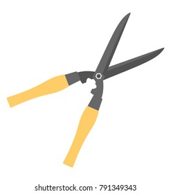 Plant cutter, hedge shear flat design icon
