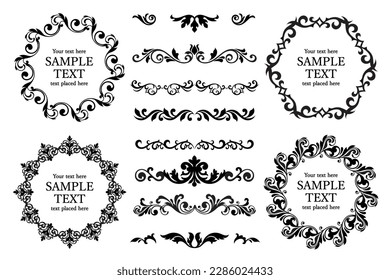 Plant decoration circle frame material set , vector illustration
Decorative plant motif design Frame Element