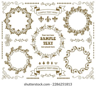 Plant decoration circle frame material set , vector illustration
Decorative plant motif design Frame Element