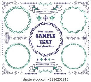 Plant decoration circle frame material set , vector illustration
Decorative plant motif design Frame Element