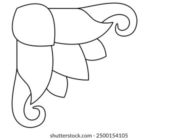 Plant decorative corner vignette with flower - vector linear template for text or image design. Outline. Corner ornament for decor